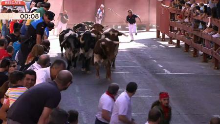 Imagen Quinto encierro de Sanse 2018 rápido y arriesgado con toros de Marqués...